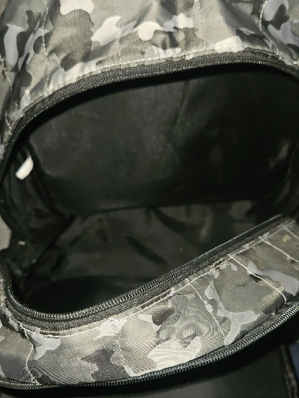 Kids Camo Quilted Backpack - Black/Grey